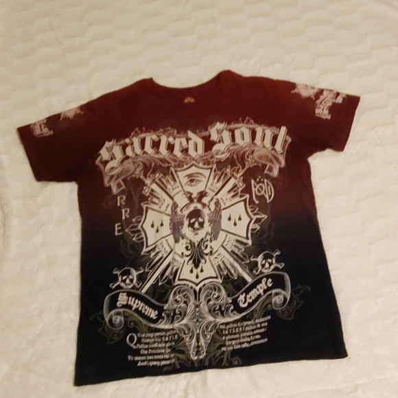 Sacred Soul Men's Shirt Deep Red & Blue Size L (MMA) - Picture 6 of 6